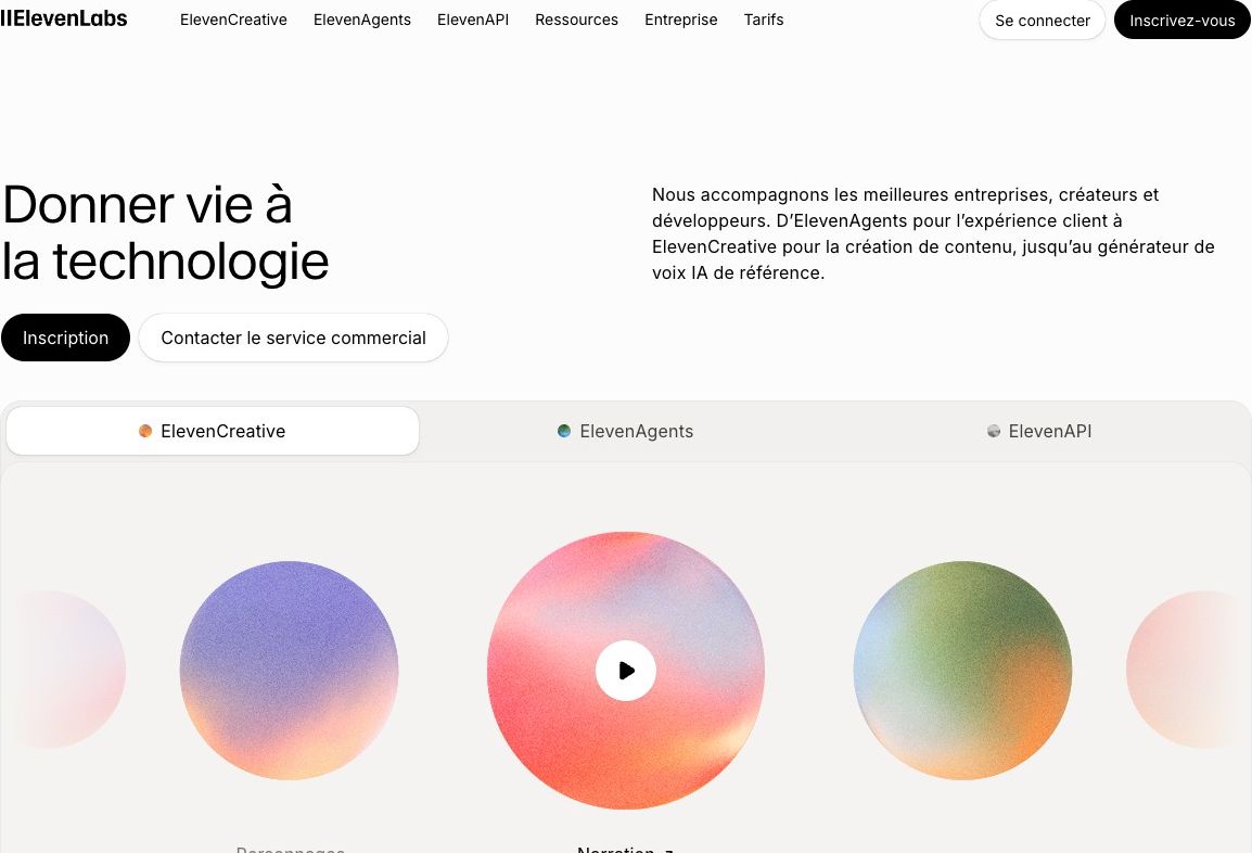 L'interface de création ElevenLabs