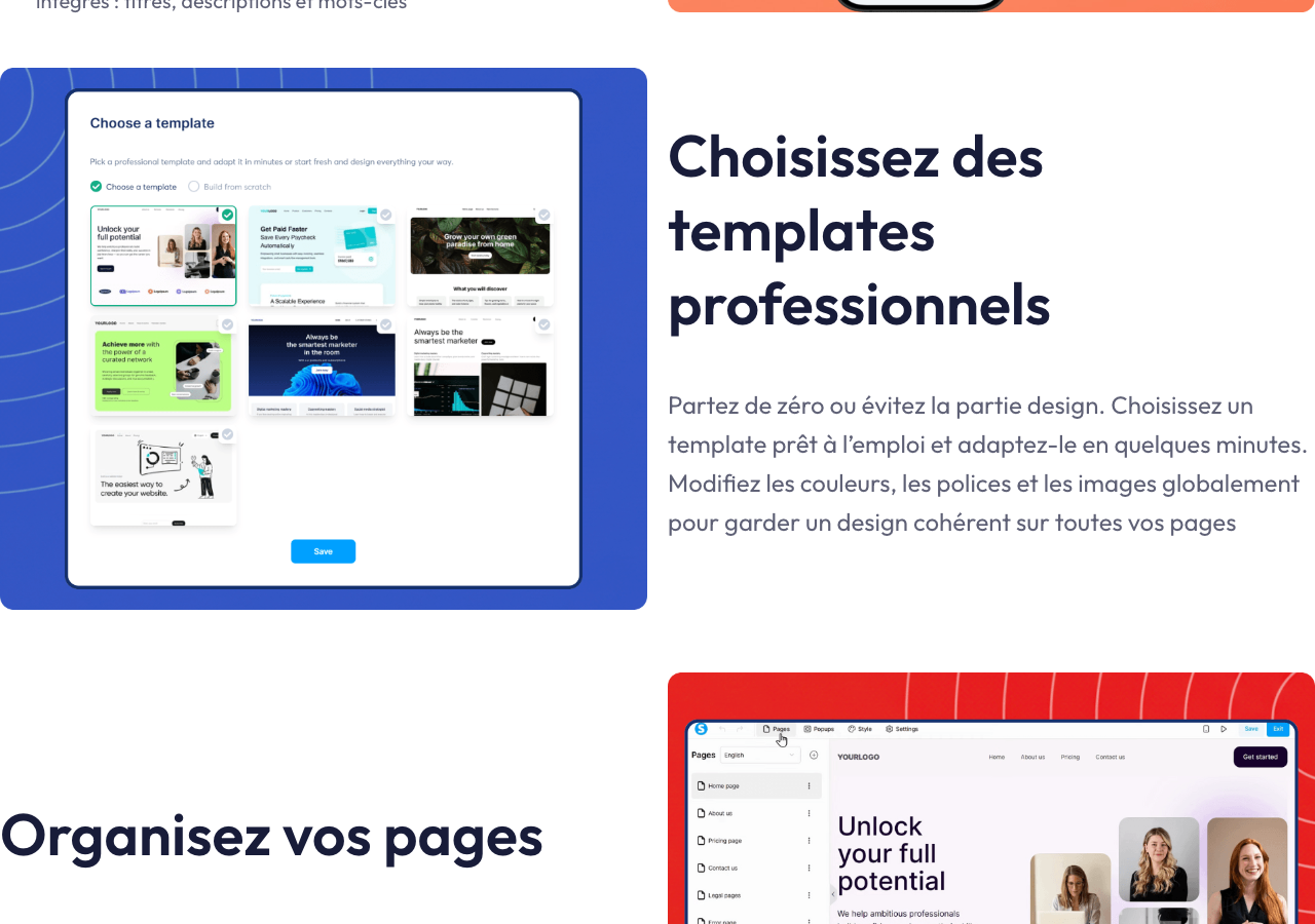 L'éditeur de pages Systeme.io en glisser-déposer